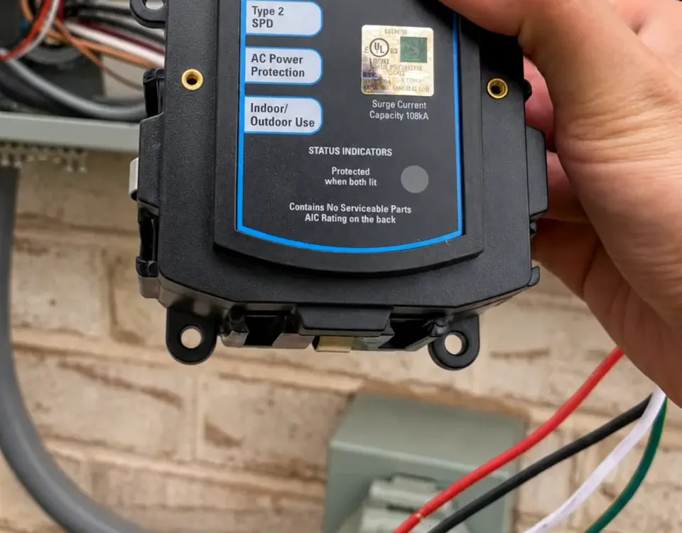 Whole-house surge protective device installed at the panel of a downtown Raleigh home