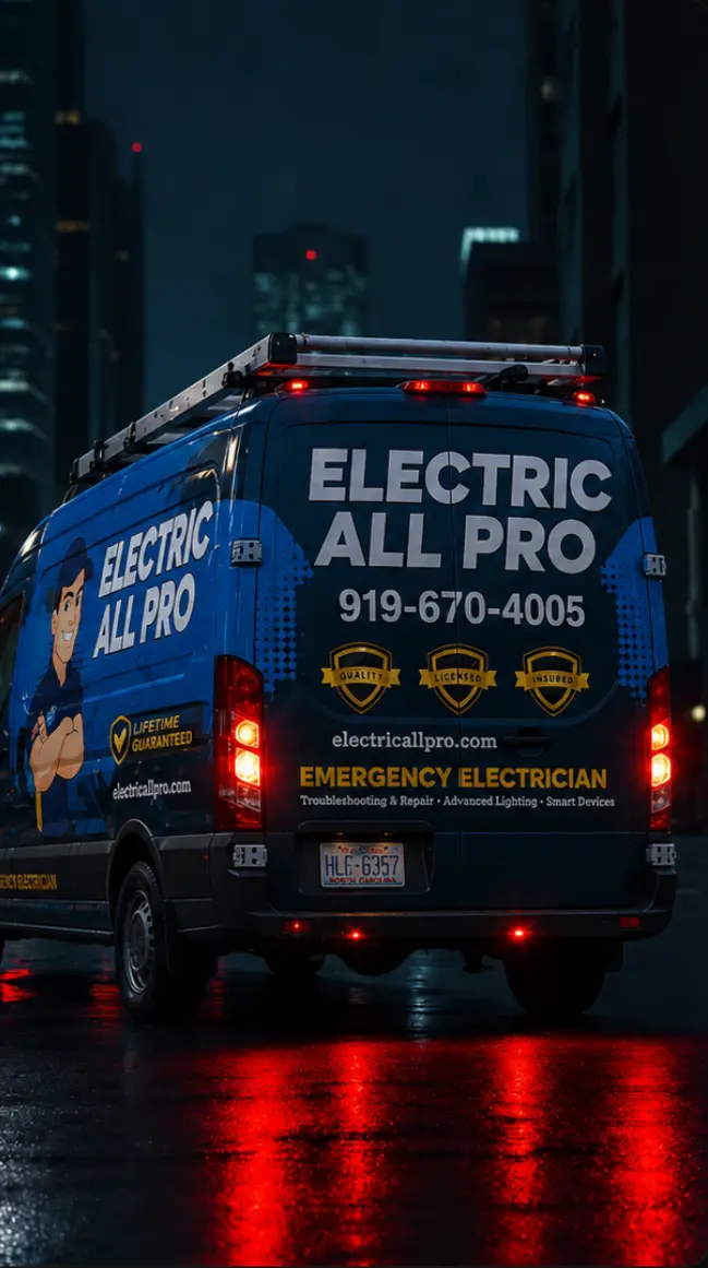 Electric All Pro emergency service van at night