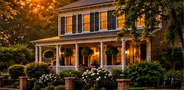 Historic two-story house with a porch on a shaded street