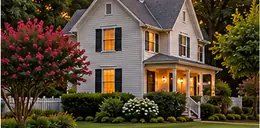 Older painted frame home with a side yard