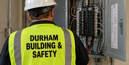 Durham City-County inspector examining a breaker panel