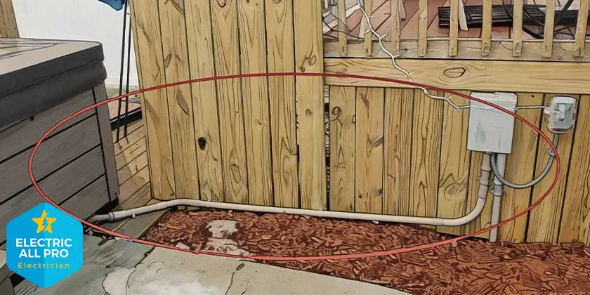 Hot tub disconnect and conduit run installed on a Raleigh deck