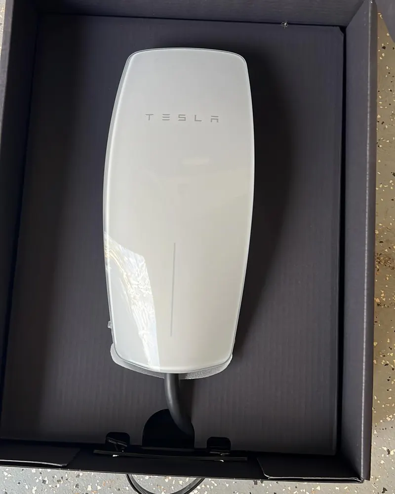 New Tesla Wall Connector ready for EV charger installation in Raleigh, NC