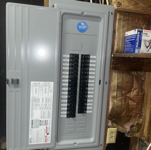 200 Amp Electrical Panel Upgrade Showing Completed Interior Subpanel Installation In The Basement Of A Single-Family Home In Raleigh, Nc