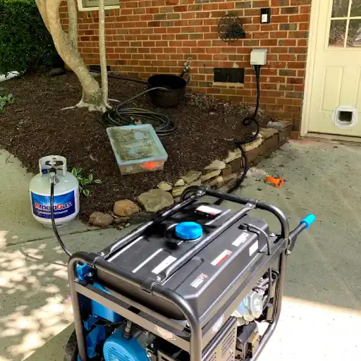 Emergency Electrician Connects Temporary Generator For Limited Home Power