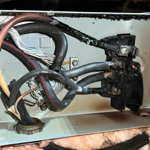 Emergency Electrician In Raleigh, Nc Repairing Burned Electrical Wiring In Panel
